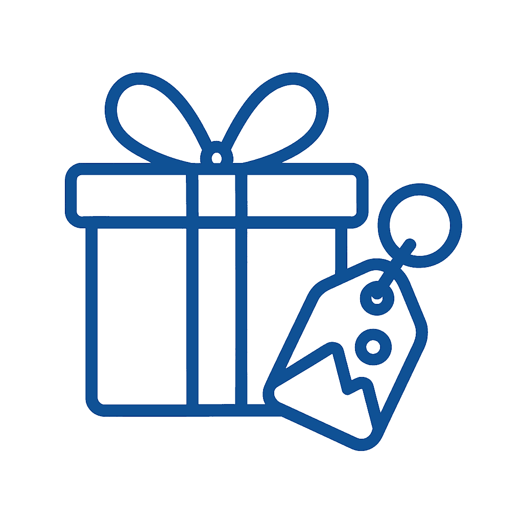 Cadeauverpakking met strik en prijslabel, perfect voor feestdagen, verjaardagen en speciale vieringen.