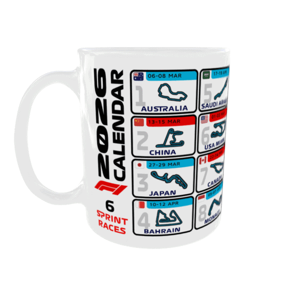 Mok met F1 race locatie en data van wereldkampioenschap.